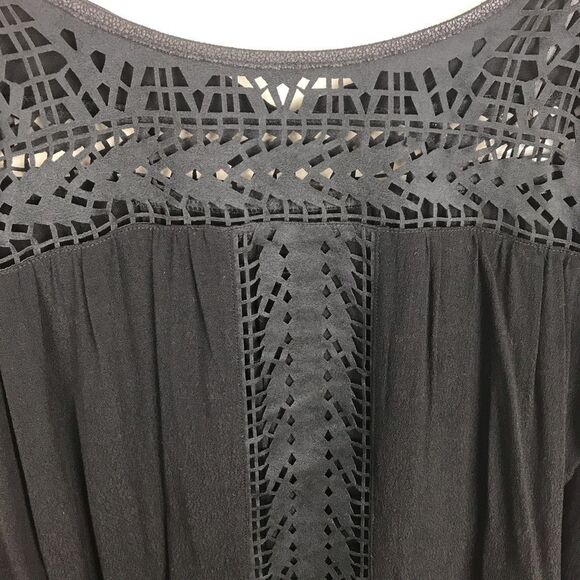 NEW Boutique‎ Black Cut Out Faux Suede Long Sleeve Mini Boho Dress - Picture 4 of 13